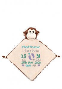 Personalised Baby Comforter Monkey Blanket