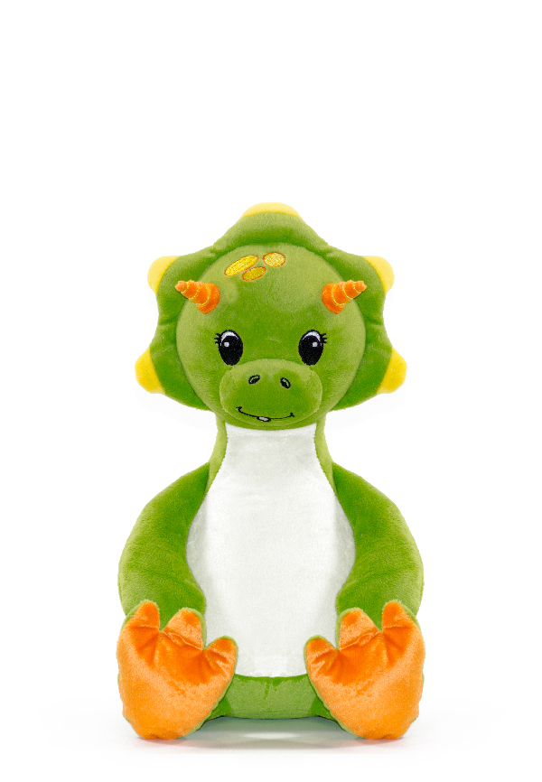 Personalised Green Dinosaur Toy Cubby Teddy